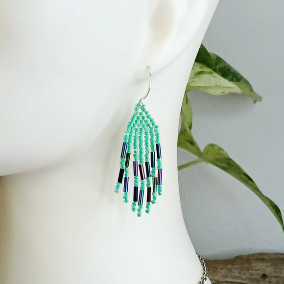 Assorted Small Beaded Fringe Cascade Shoulder Duster Dangle Earrings, 2.5" - Picture 1 of 14